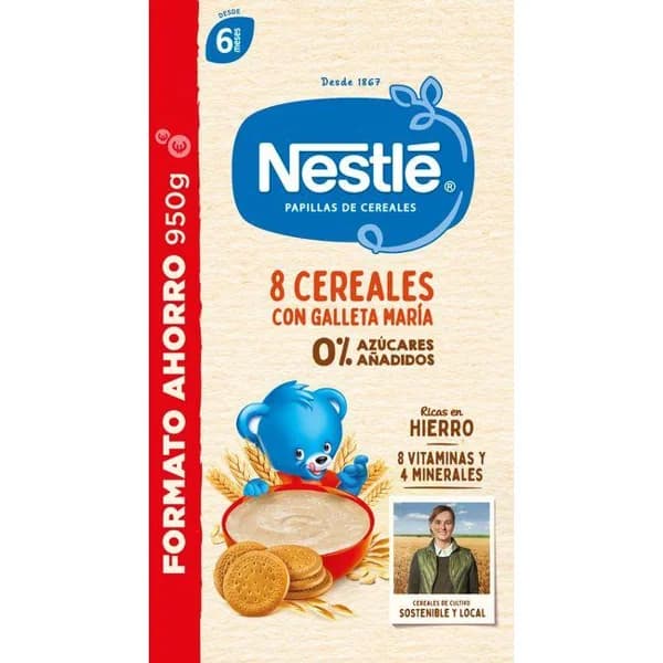 Papilla 8 cereales con galletas NESTLÉ, caja 950 g - 0.95 kg - Imagen del producto en Findit