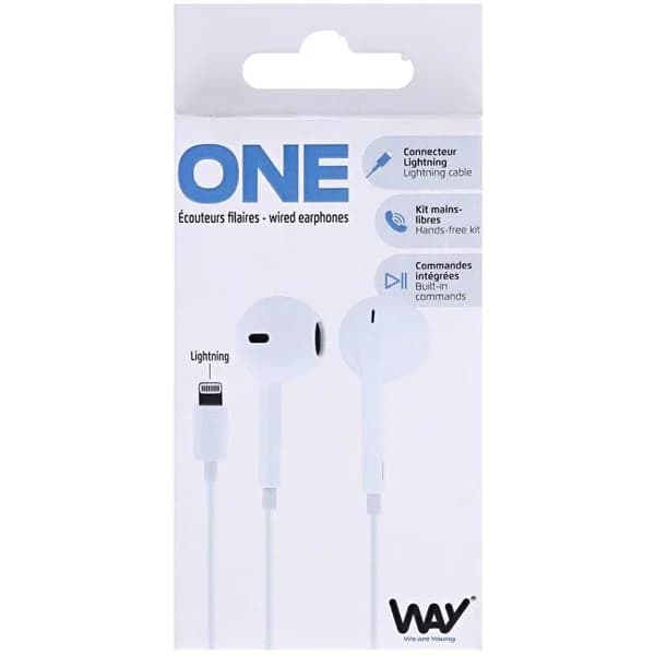 Auricular botón ligthning blanco WAY - 1 ud - Imagen del producto en Findit