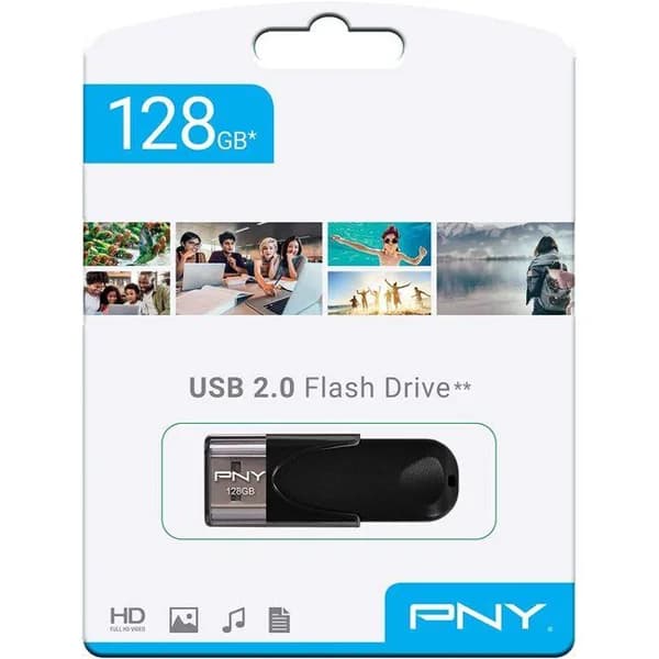 Pendrive negro USB 2.0 de 128 GB Attache 4 PNY - 1 ud - Imagen del producto en Findit