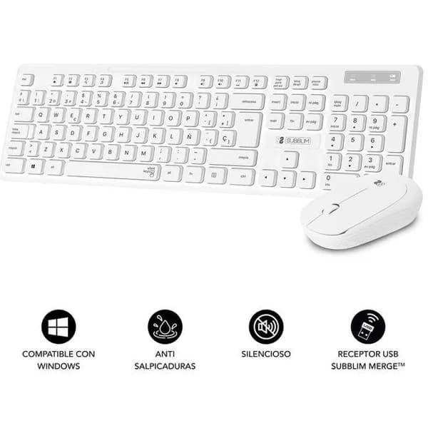 Teclado y ratón blanco inalámbrico, Business Slim SUBBLIM - 1 ud - Imagen del producto en Findit