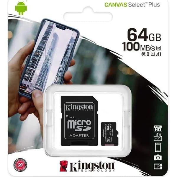 Tarjeta microSD con adaptador, SDCS2 64 GB Class 10 KINGSTON - 1 ud - Imagen del producto en Findit