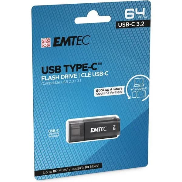 Pendrive negro USB 3.2 de 64 GB, D400 EMTEC - 1 ud - Imagen del producto en Findit