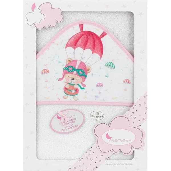 Capa de baño 100x100cm  con capucha, 100% algodón tacto suave,absorbente INTERBABY - 1 ud - Imagen del producto en Findit