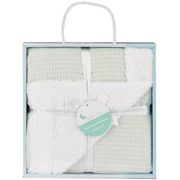 Manta nido de abeja verde+ borreguillo, tacto extrasuave, 80x110cm INTERBABY, 1 ud - 1 ud - Imagen del producto en Findit