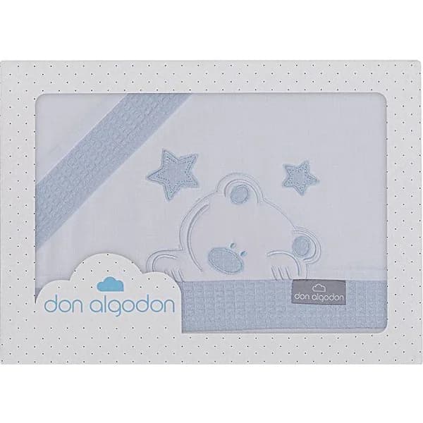 Sábanas Minicuna Don Algodón blanco azul nido de abeja 3piezas INTERBABY, 50x80 cm - 40 m - Imagen del producto en Findit