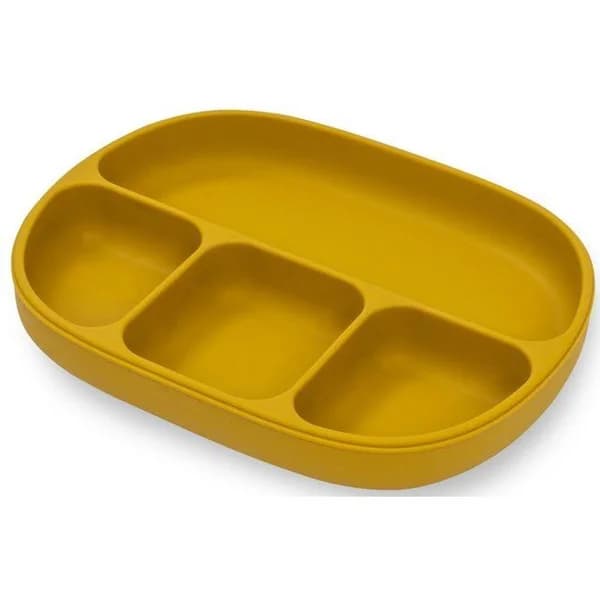 Plato mostaza con 4 divisiones, ventosa y tapa, de silicona INTERBABY, 650 ml - 0.65 l - Imagen del producto en Findit