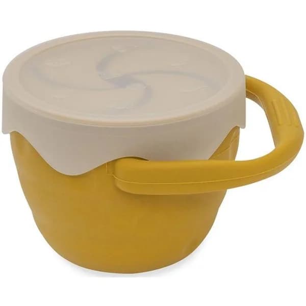 Taza porta snack plegable mostaza de silicona con tapa INTERBABY - 1 ud - Imagen del producto en Findit