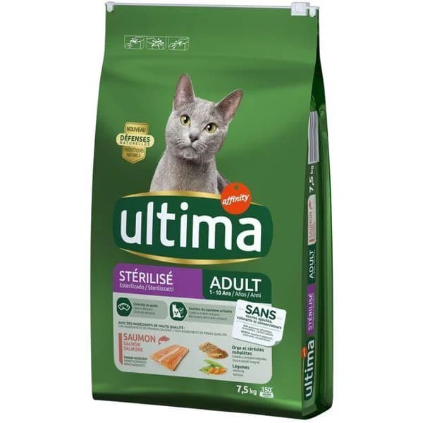 Alimento de salmón gato esterilizado ULTIMA, saco 7,5 kg - 7.5 kg - Imagen del producto en Findit