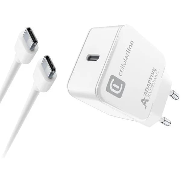 Cargador de red blanco USB Tipo-C 15W y cable, ACHSMKITC2C15WW CELLULAR LINE - 15 ud - Imagen del producto en Findit