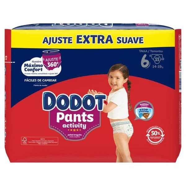 Pants 14-19 kg Talla 6 DODOT ACTIVITY EXTRA, paquete 35 uds - 35 ud - Imagen del producto en Findit