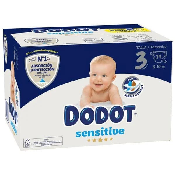 Pañal sensitive jumbopack talla 3 DODOT, paquete 74 uds - 74 ud - Imagen del producto en Findit