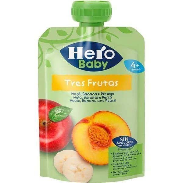 Bolsita de 3 frutas HERO Baby, doypack 100 g - 0.1 kg - Imagen del producto en Findit