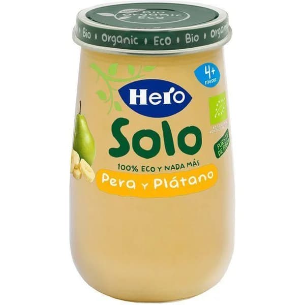 Tarrito ecológico de pera-plátano HERO, tarro 190 g - 0.19 kg - Imagen del producto en Findit