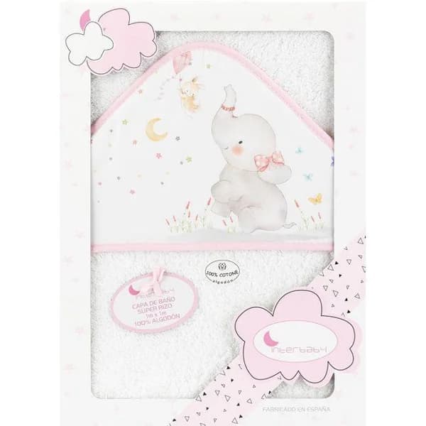 Capa de baño 100x100cm  con capucha, 100% algodón tacto suave,absorbente INTERBABY - 1 ud - Imagen del producto en Findit