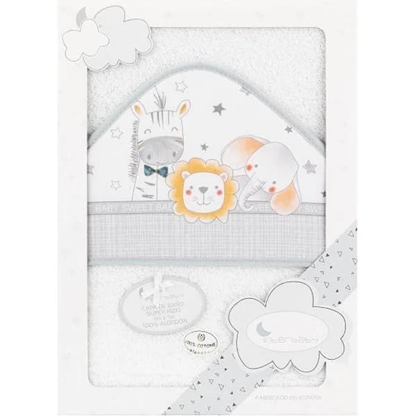 Capa de baño 100x100cm  con capucha, 100% algodón tacto suave,absorbente INTERBABY - 1 ud - Imagen del producto en Findit