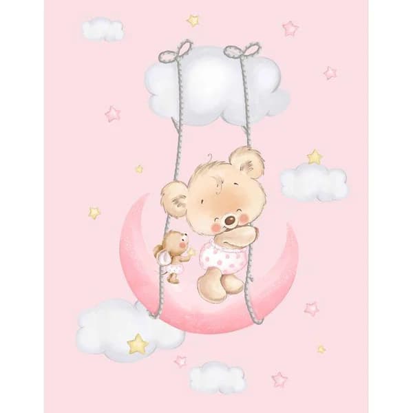 Manta de cuna Raschel osito rosa, tacto terciopelo INTERBABY, 100x140 cm - 140 m - Imagen del producto en Findit