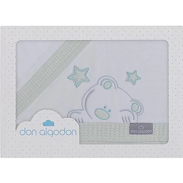 Sábanas Minicuna Don Algodón blanco Verde nido abeja 3 piezas INTERBABY, 50x80 cm - 40 m - Imagen del producto en Findit