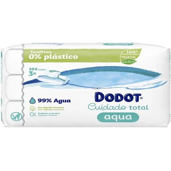 Toallita aqua 0% plástico DODOT, pack 3x48 uds - 144 ud - Imagen del producto en Findit