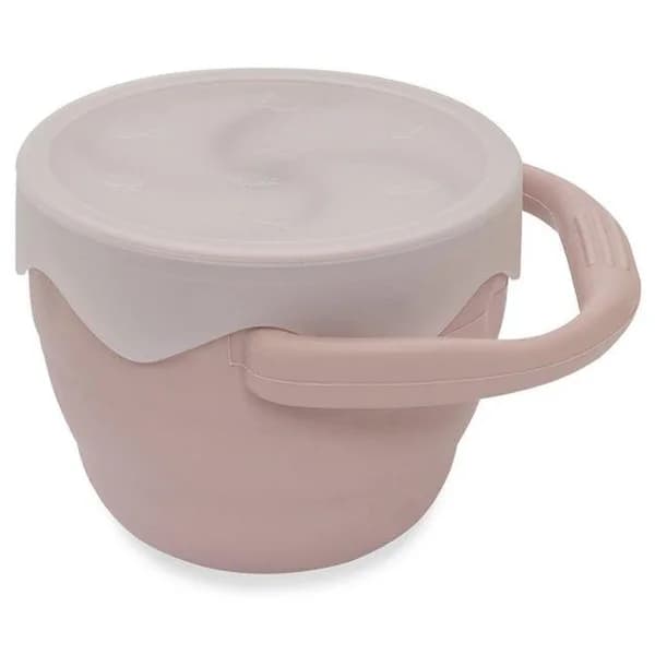 Taza porta snack plegable rosa de silicona con tapa INTERBABY - 1 ud - Imagen del producto en Findit