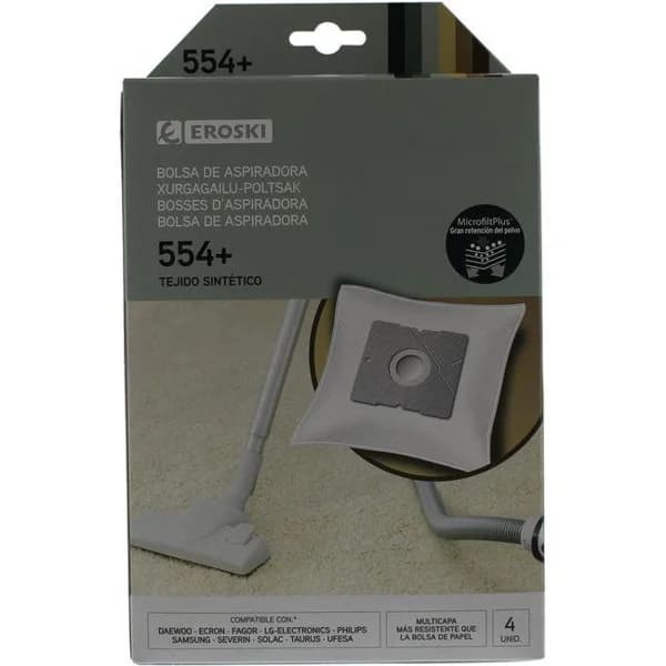 Bolsa de aspirador 554+ EROSKI, pack 4 uds - 1 ud - Imagen del producto en Findit