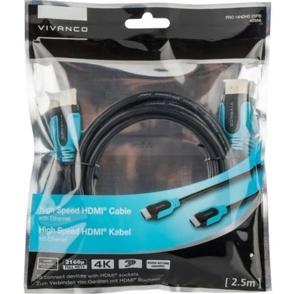 Cable HDMI High Speed Ethernet golden 42956 VIVANCO, 2 metros - 1 ud - Imagen del producto en Findit