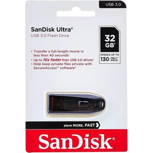 Pendrive negro USB 3.0 de 32 GB Ultra SDCZ48 SANDISK - 48 ud - Imagen del producto en Findit
