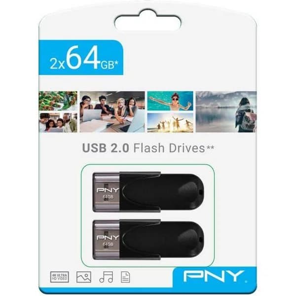 Memoria usb 2.0, attaché 4, 64 Gb, twin pack, PNY - 1 ud - Imagen del producto en Findit