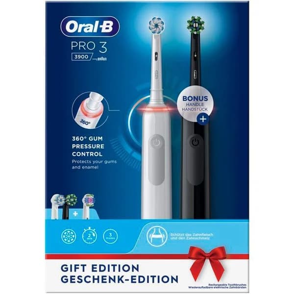 Cepillo dental eléctrico Pro3 3900 blanco y negro ORAL B, 2 uds - 1 ud - Imagen del producto en Findit