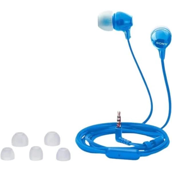 Auriculares de botón azul con micrófono MDR-EX15PLI SONY - 1 ud - Imagen del producto en Findit