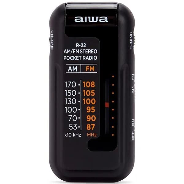 Radio portátil con auriculares negra, a pilas, R-22BK AIWA - 1 ud - Imagen del producto en Findit