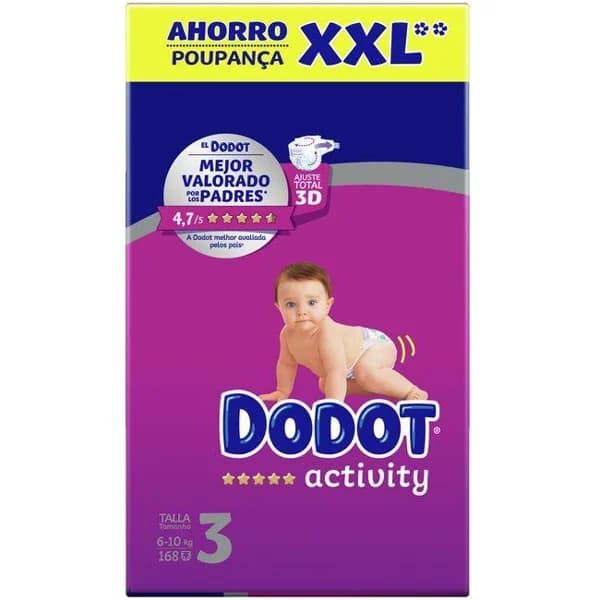 Pañal activity XXL talla 3 DODOT, paquete 168 uds - 168 ud - Imagen del producto en Findit