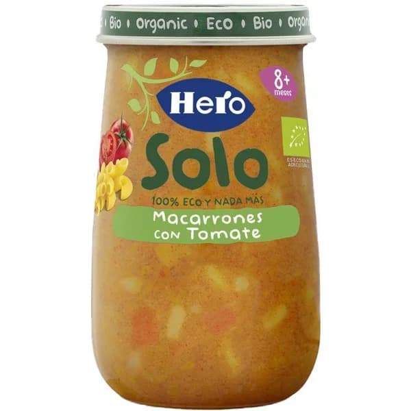 Tarrito ecológico de macarrones con tomate HERO, tarro 190 g - 0.19 kg - Imagen del producto en Findit