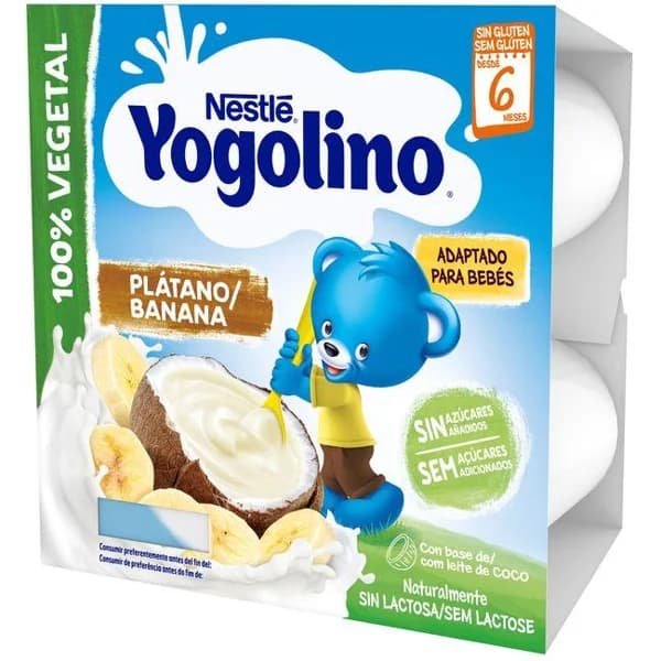 Yogolino de plátano con base de coco NESTLÉ, pack 4x90 g - 1 ud - Imagen del producto en Findit