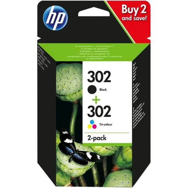 Cartucho de tinta original negra + tricolor, X4D37AE, 302 HP, 2 uds - 2 ud - Imagen del producto en Findit