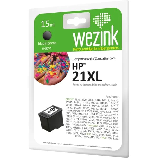 Cartucho de tinta negro compatible con HP 21XL WEZINK, 1 ud - 1 ud - Imagen del producto en Findit