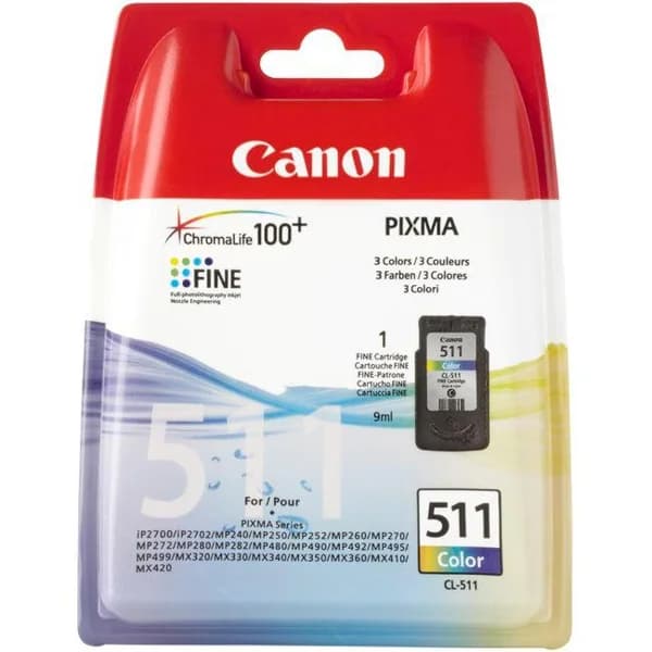 Cartucho de tinta original tricolor, CL-511 CANON, 1 ud - 1 ud - Imagen del producto en Findit