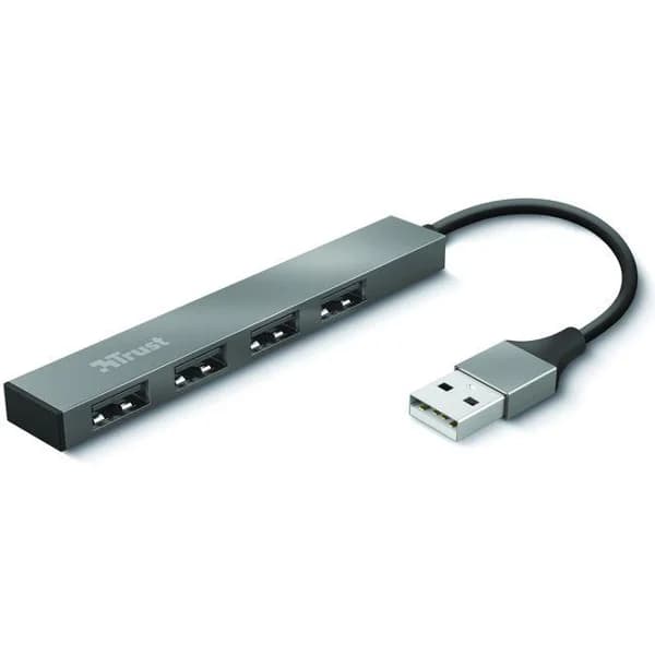 Lector mini hub en aluminio 4 puertos USB 2,0 23786 Halyx TRUST - 1 ud - Imagen del producto en Findit