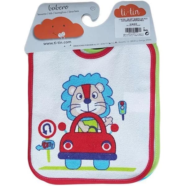 Babero de rizo estampado impermeable TITIN, 19X23cm, 7uds - 7 ud - Imagen del producto en Findit
