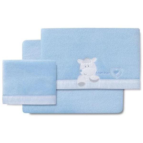Sábanas de Minicuna, coralina Azul, corazon amoroso, 3 piezas INTERBABY, 50x80 cm - 40 m - Imagen del producto en Findit