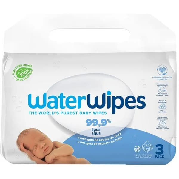 Toallitas WATERWIPES, pack 3x60 uds - 180 ud - Imagen del producto en Findit