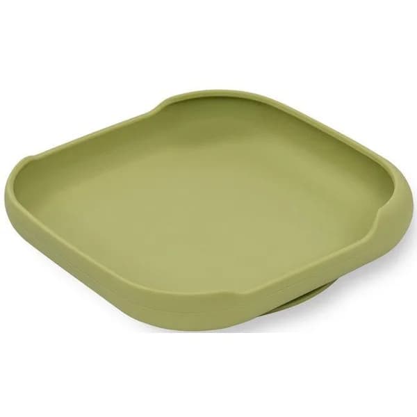 Plato cuadrado verde agua con ventosa, silicona extrasuave INTERBABY, 250 ml - 0.25 l - Imagen del producto en Findit
