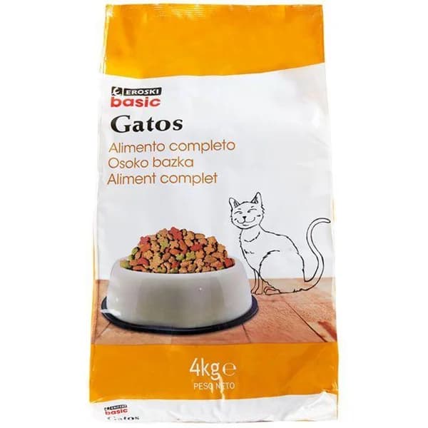 Alimento completo para gato EROSKI basic, saco 4 kg - 4 kg - Imagen del producto en Findit