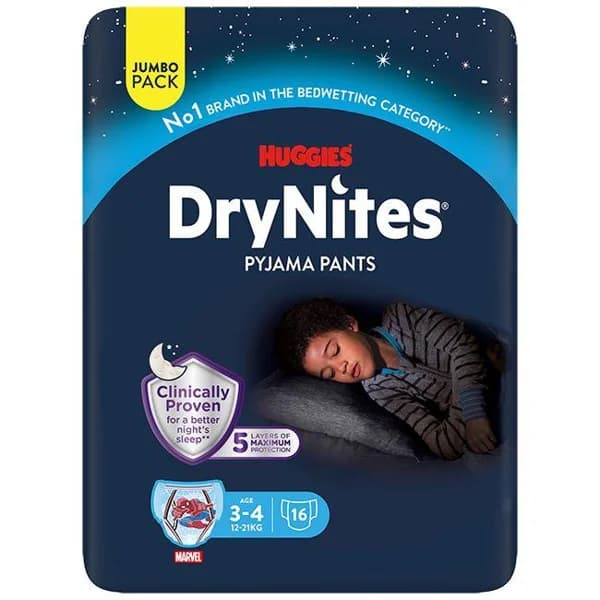 Pants de noche niño 12-21 kg 3-4 años DRYNITES, paquete 16 uds - 16 ud - Imagen del producto en Findit