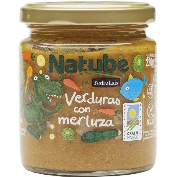 Tarrito bio de verdura y merluza NATUBE, tarro 250 g - 0.25 kg - Imagen del producto en Findit