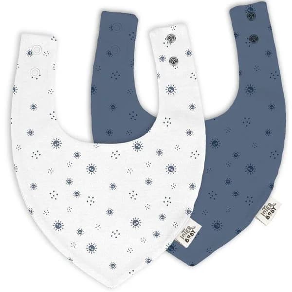 Babero bandana duende azul y blanco, impermeable, 100% algodón INTERBABY, 2 uds - 1 ud - Imagen del producto en Findit
