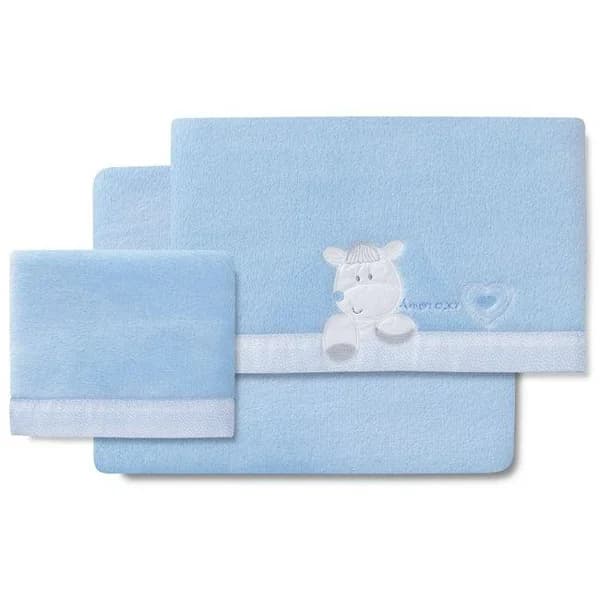Sábanas de cuna, coralina Azul, corazon amoroso, 3 piezas INTERBABY, 60x120 cm - 72 m - Imagen del producto en Findit