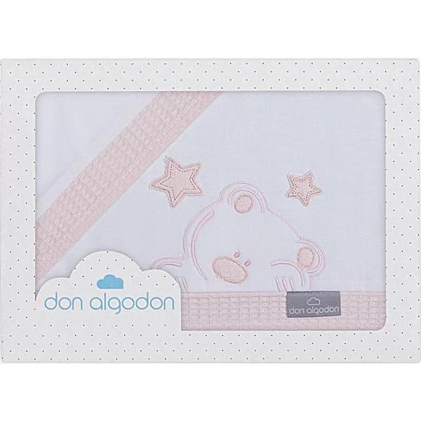 Sábanas cuna Don Algodón Oso blanco rosa nido de abeja 3piezas INTERBABY, 60x120cm - 72 m - Imagen del producto en Findit