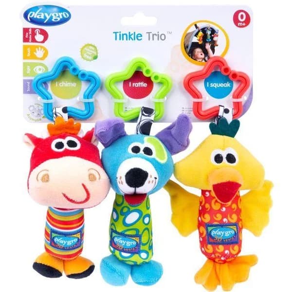 Trio amiguitos colgante sonajero, edad rec: de 0 a 2 años Tinkle trio PLAYGRO - 1 ud - Imagen del producto en Findit