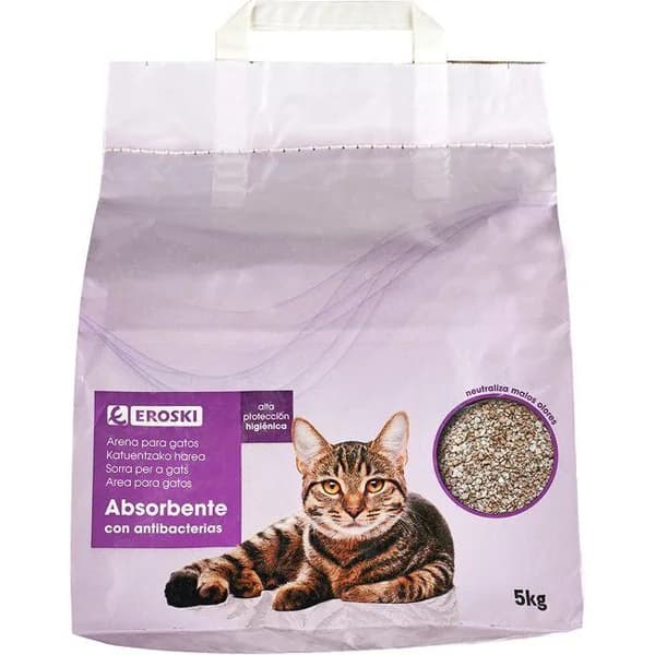 Arena absorbente para gatos EROSKI, saco 5 kg - 5 kg - Imagen del producto en Findit
