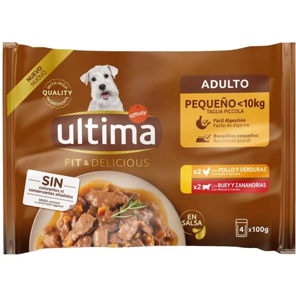 Alimento de pollo y buey para perro ULTIMA F&D, pack 4x100 g - 0.4 kg - Imagen del producto en Findit